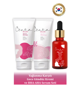 C'enta Beauty Yağlanma Karşıtı Gece Gündüz Kremi ve BHA-AHA Serum Seti - Cica Set