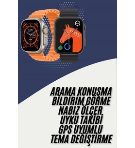 Akıllı Saat Kordon Hediyeli Güçlü Batarya Kapasiteli Titreşimli Bildirim Görme Unisex