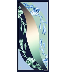 Çiçekli Desen Pavia Seri Şal Eşarp Askısı ile Birlikte 90X200 cm Lacivert Mavi Y