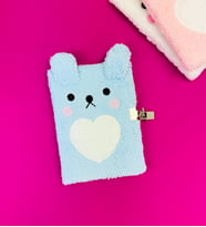 Kilit Kapaklı Ayı Peluş Defter (Mavi)