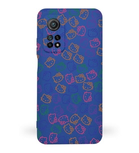 Xiaomi Mi 10T Uyumlu Lansman Kılıf Hello Kitty Tasarımlı İçi Kadife Kapak-Lacivert (Şeffaf)