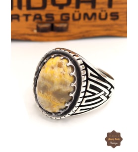 Septeryan Taşlı Kral Motifli 925 Ayar Gümüş Erkek Yüzük 201024913