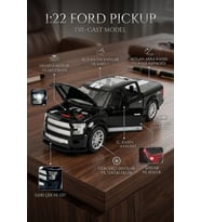 1:22 Ölçek Metal Ford Pickup Model Araba - Sesli, Işıklı ve Çek Bırak Off-Road Oyuncak Arazi Aracı