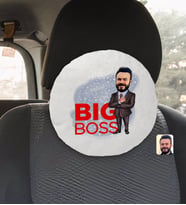 BK Gift Kişiye Özel Erkek Big Boss Karikatürlü Yuvarlak Araç Koltuk Yastığı-2