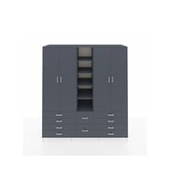 Kronos Dolap 9 Raflı 10 Çekmeceli 2 Askılı 220x59x243 Antrasit-Antrasit/Antrasit