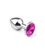Metal Elmas Taşlı  Plug Pembe En Küçük Boy