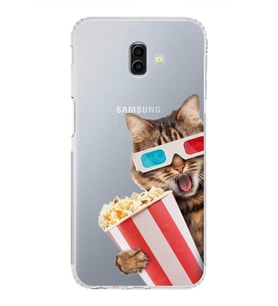 PrintiFy Samsung Galaxy J6+ Plus ile Uyumlu Kedi 1 Kamera Korumalı Şeffaf Kılıf