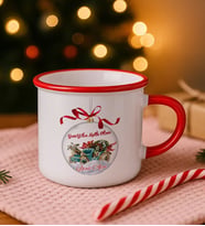 BK Gift Kişiye Özel İsimli Yılbaşı Tasarımlı Kırmızı Emaye Kupa Bardak -3, Arkadaşa Hediye, Yeni Yıl Hediyesi