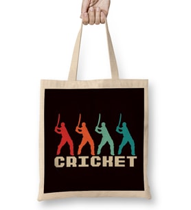 Retro Cricket Player Vintage Team Cricketer Wicket Bez Çanta Uzun Saplı