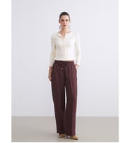 LCW Vision Bordo Beli Lastikli Modal Karışımlı Kadın Pantolon
