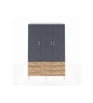 Hyperion Dolap 5 Raflı 5 Çekmeceli Tek Askılı 132x44x195 Aytaşı-Antrasit/Çam