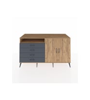 Kronos Konsol 3 Raflı 4 Çekmeceli 2 Kapaklı 176x59x99 Çam-Çam/Antrasit
