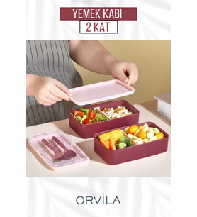 2 Kat Yemek Saklama Kabı Seti - Okul Işyeri Sefer Tası