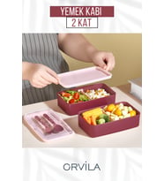 2 Kat Yemek Saklama Kabı Seti - Okul Işyeri Sefer Tası