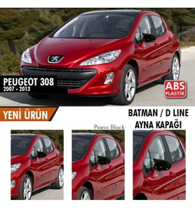 Drs Tuning Peugeot 308 Uyumlu (2007-2013) Batman Yarasa Ayna Kapağı (Piano Black)