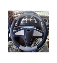 DİKİŞLİ DİREKSİYON KILIFI SİYAH DERİ GRİ DERİ GRİ DİKİŞLİ ORD KARGO TIR KAMYON İÇİN