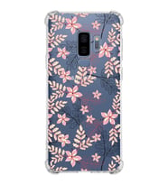 Samsung Galaxy S9 Plus  Köşe Korumalı Antişok Kapak Floral Kırmızı Tasarımlı Şeffaf  Kılıf