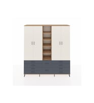 Hyperion Dolap 9 Raflı 10 Çekmeceli 2 Askılı 220x44x243 Çam-Aytaşı/Antrasit