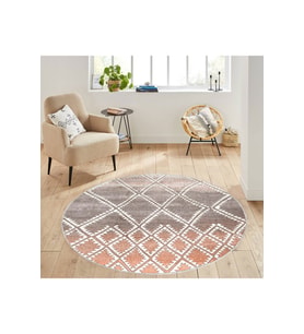 Eliana Home Baskılı, Yıkanabilir Kaymaz Taban Yuvarlak Halı LNA7121 120x120 cm (Pembe)