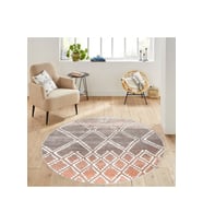 Eliana Home Baskılı, Yıkanabilir Kaymaz Taban Yuvarlak Halı LNA7121 120x120 cm (Pembe)