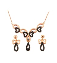 Siyah Taşlı Kelebek Gümüş Set - S011202