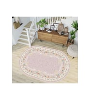 Eliana Home Baskılı, Yıkanabilir Kaymaz Taban Oval Halı LNA7219-HK172 100x150 cm (Pembe)