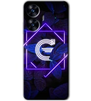 Realme C55 Kılıf HD Desen Baskılı Kılıf - Dark Neon Yaprak G Harfi