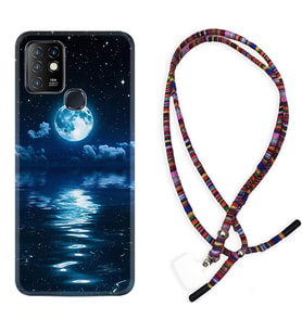 INFINIX Hot 8 9 10 11S Hot 10 Play 10T Kılıf Boyun Asklı Rasta Silikon Night Moon 1133