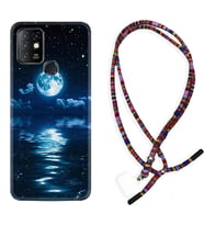 INFINIX Hot 8 9 10 11S Hot 10 Play 10T Kılıf Boyun Asklı Rasta Silikon Night Moon 1133