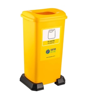 Omnipazar SY-4398 Sıfır Atık Plastik Geri Dönüşüm Çöp Kutusu 70 lt Sarı