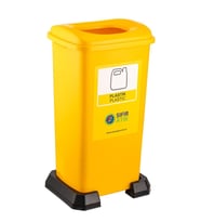 Omnipazar SY-4398 Sıfır Atık Plastik Geri Dönüşüm Çöp Kutusu 70 lt Sarı