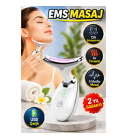 Mikro Akım EMS Yüz ve Boyun Sıkılaştırıcı Güzellik Cihazı – Isı Terapili 3 Modlu Masaj Aleti