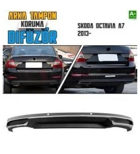Skoda Octavia Uyumlu A7 Arka Tampon Difüzör Egzozlu OEM Stil 2013 Üzeri Parça