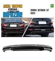 Skoda Octavia Uyumlu A7 Arka Tampon Difüzör Egzozlu OEM Stil 2013 Üzeri Parça