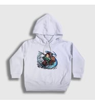 Presmono Unisex Çocuk Beyaz Water Tanjiro Kamado Anime Demon Slayer Kimetsu No Yaiba Kapüşonlu Sweatshirt 307950tt