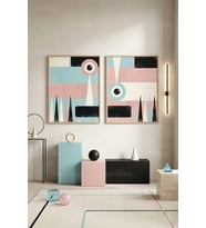 Retro Geometrik Şıklık 2'li Ahşap Çerçeveli Tablo Seti