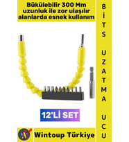 #UzatmaUcu Manuel Elektrikli Vidalama Dar Zor Köşe Akrobat Bükülebilir Esnek Bits Uzatma Seti 12 Par
