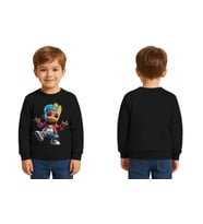 Unisex Groot Baskılı Çocuk Swaetshirt 3 İplik Şardonlu (Siyah)