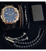 Modaya Uygun Modern Erkeklere Özel Tasarlandı: İki Adet Bileklik, Zippo Tip Çakmak, Tespih ve Premium Sportif ve Şık Metal Gümüş Erkek Kol Saati Seti Erkek Arkadaşa Kardeşe Kuzene Babaya Özel Doğum Günü Hediyesi