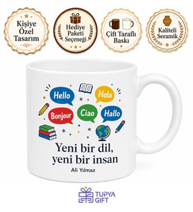 Dil Kursuna Gidenlere Yeni Bir Dil Yeni Bir İnsan Çay Kupası Hediye