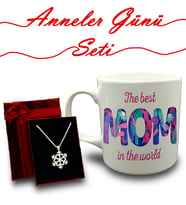 Anneler Gününe Özel Kupa & Kar Tanesi Kolye Hediye Seti (Model 1)