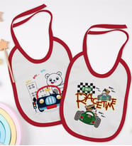BK Kids Sevimli Sürücü Tasarımlı 2’li Kırmızı Mama Önlüğü-1