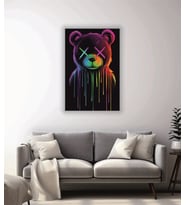 Neon Aslan Temalı Cam Tablo