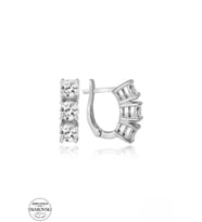 SWAROVSKİ TAŞLI  ZİRCONİA PIRLANTA MONTÜR ÜÇ TAŞ 925 AYAR GÜMÜŞ KÜPE