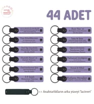 Kültürel Etkinliklerde Kadınlara Hediye, 44'lü Set, İsimler Yazılı Hatıra Anahtarlık, Mor & Lacivert (Lila - Mor)