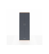 Arges Dolap 5 Raflı Tek Çekmeceli 2 Kapaklı 88x30x243 Çam-Antrasit