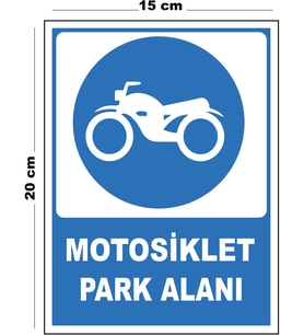 Metal Motosiklet Park Alanı 15cm x 20cm Uyarı Levhası Yönlendirme Tabelası