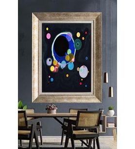 Tablore Kandinsky Tarzı Soyut Geometrik Daireler Çerçeveli Kanvas Tablo