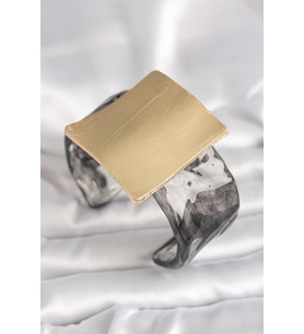 Siyah Mermer Desen Akrilik Plastik Gold Kare Plaka Model Vintage Kadın Bilezik TJ-BB6681