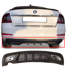 Skoda Octavia Difüzör Difizör Siyah + Kare Egzoz Görünüm C Tip